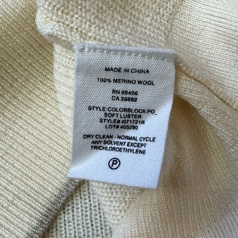 Theory Merino Wool Colorblock Taupe Combo Soft Luster Sweater size M